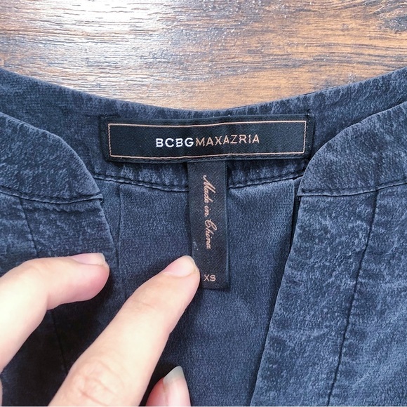 BCBGMaxAzria • black silk mini dress dolman sleeve cold shoulder shift tunic - Picture 4 of 10